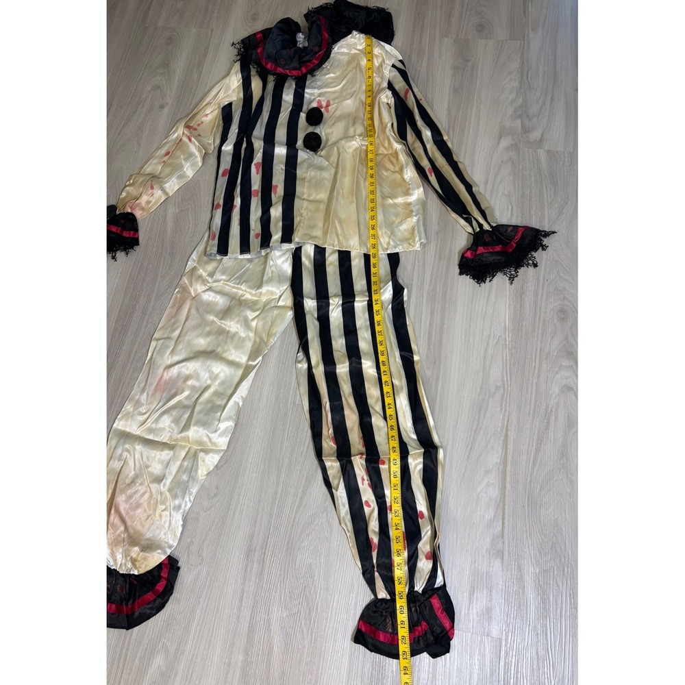 Freakshow Clown Suit Costume Mens One Size Striped Halloween Cosplay Outfit - Picture 3 of 12